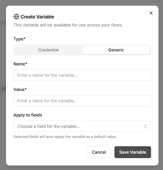 Add Global Variable (Credential)