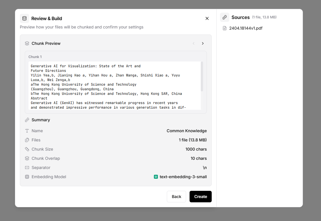 Knowledge chunks preview